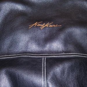 Karl kani black with brown trim leather coat